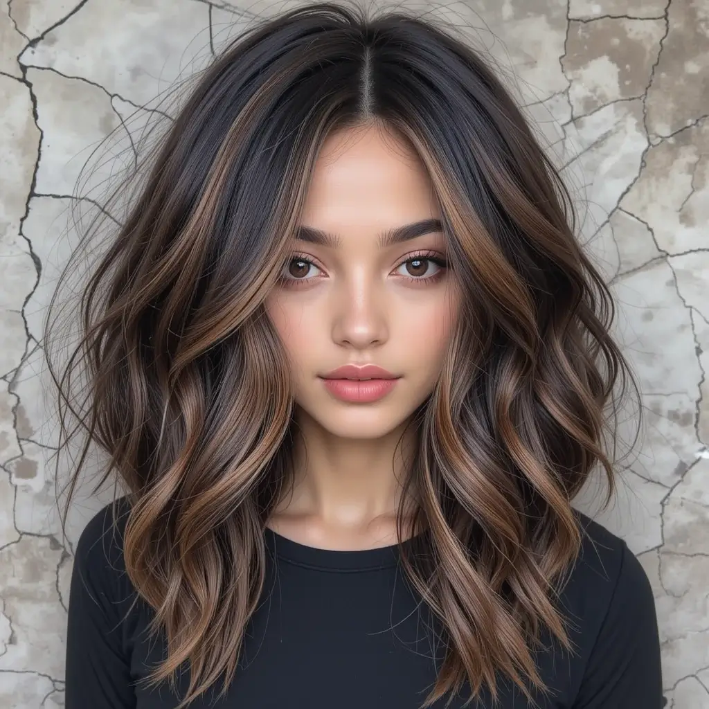 Mocha Brown Highlights on Black Layers