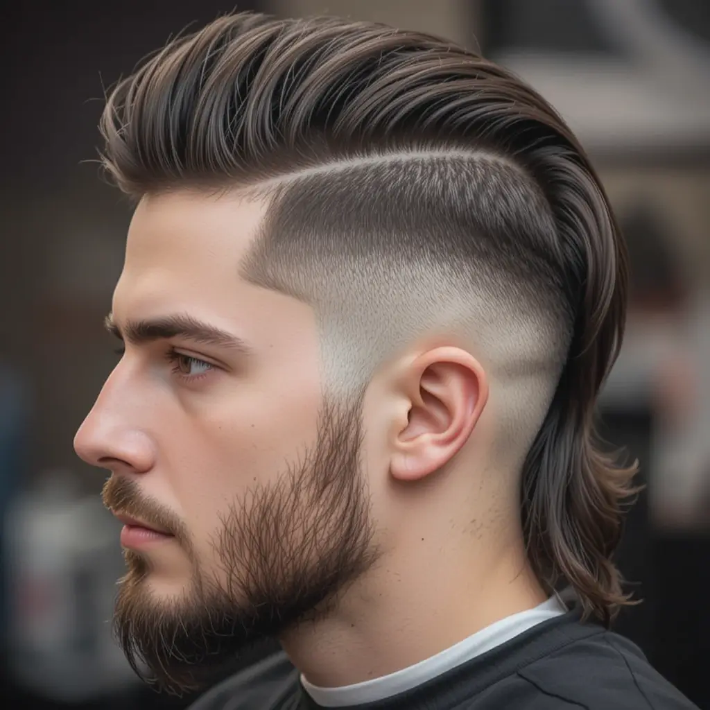 Mullet with Razor Fade