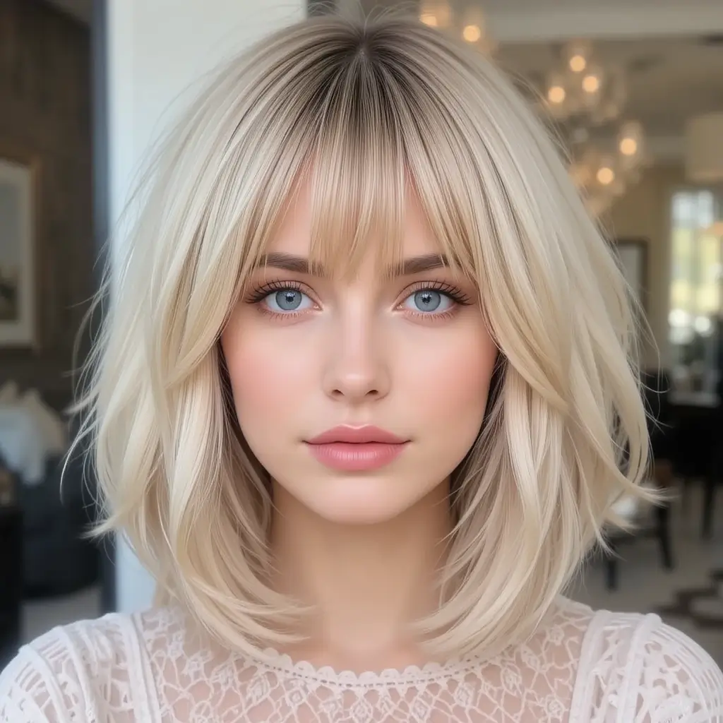 Old Money Bob with Curtain Bangs