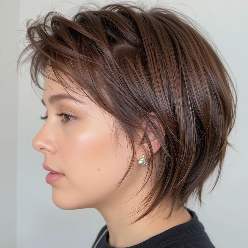 Pixie Cut with Bronzed Brunette Color