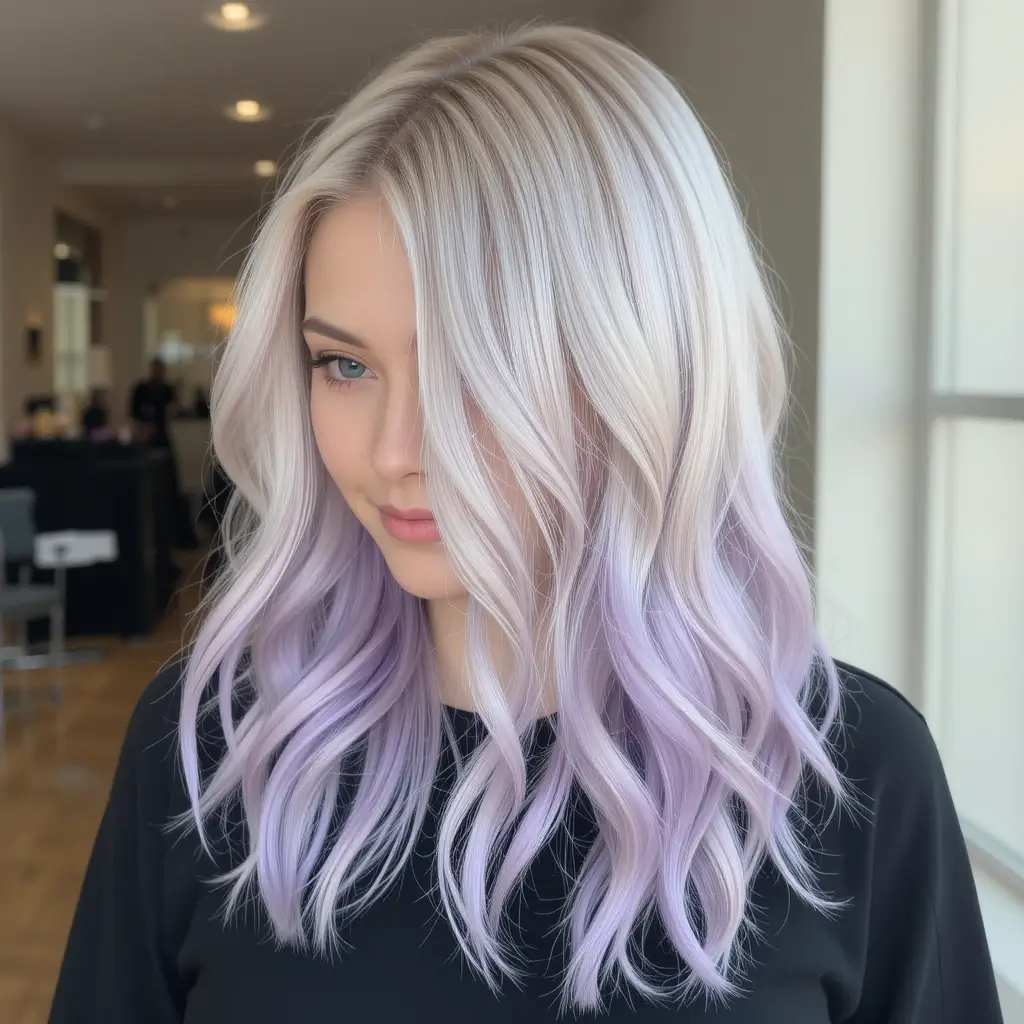 Platinum Blonde with Lavender Ends