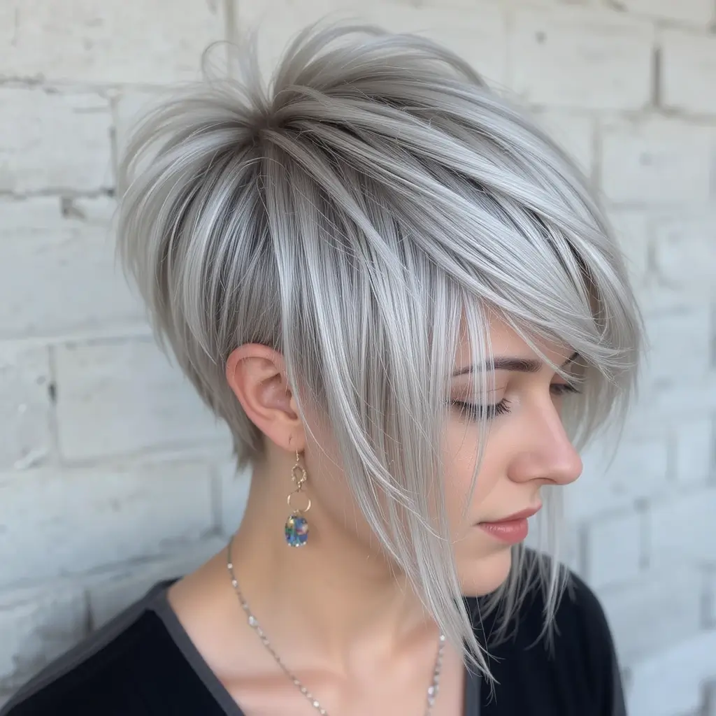 Platinum Pixie Cut with Silver Accents