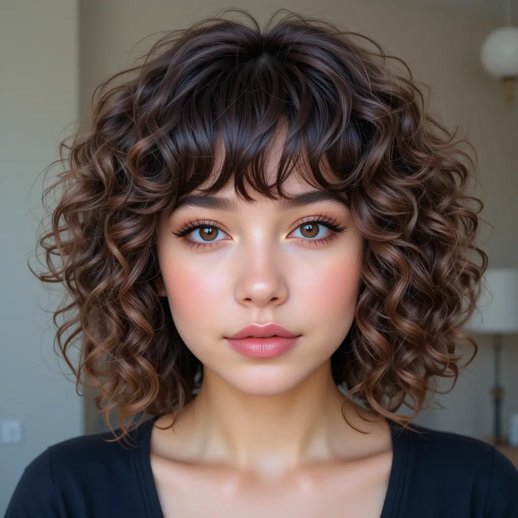 Razor Cut Short Wolf With Layered Curtain Bangs