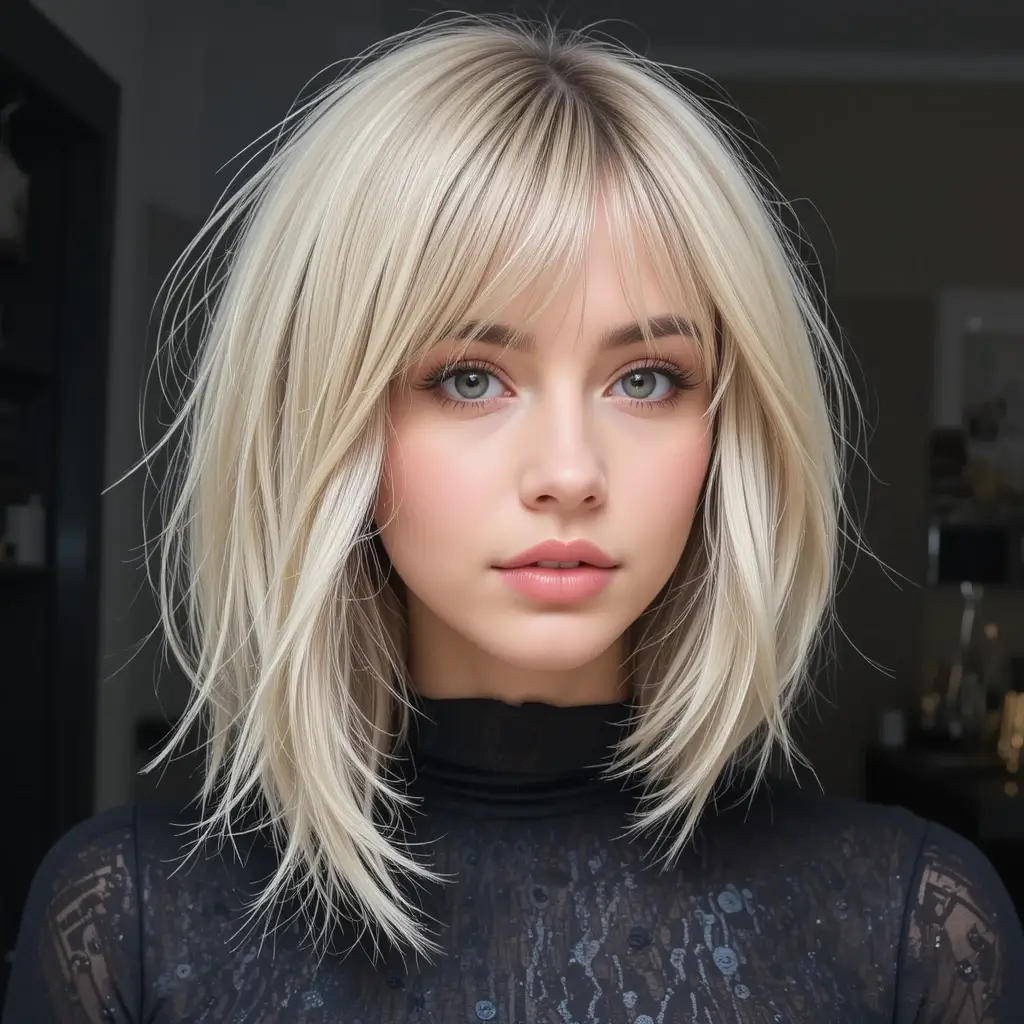 Razor Shag with Long Bangs