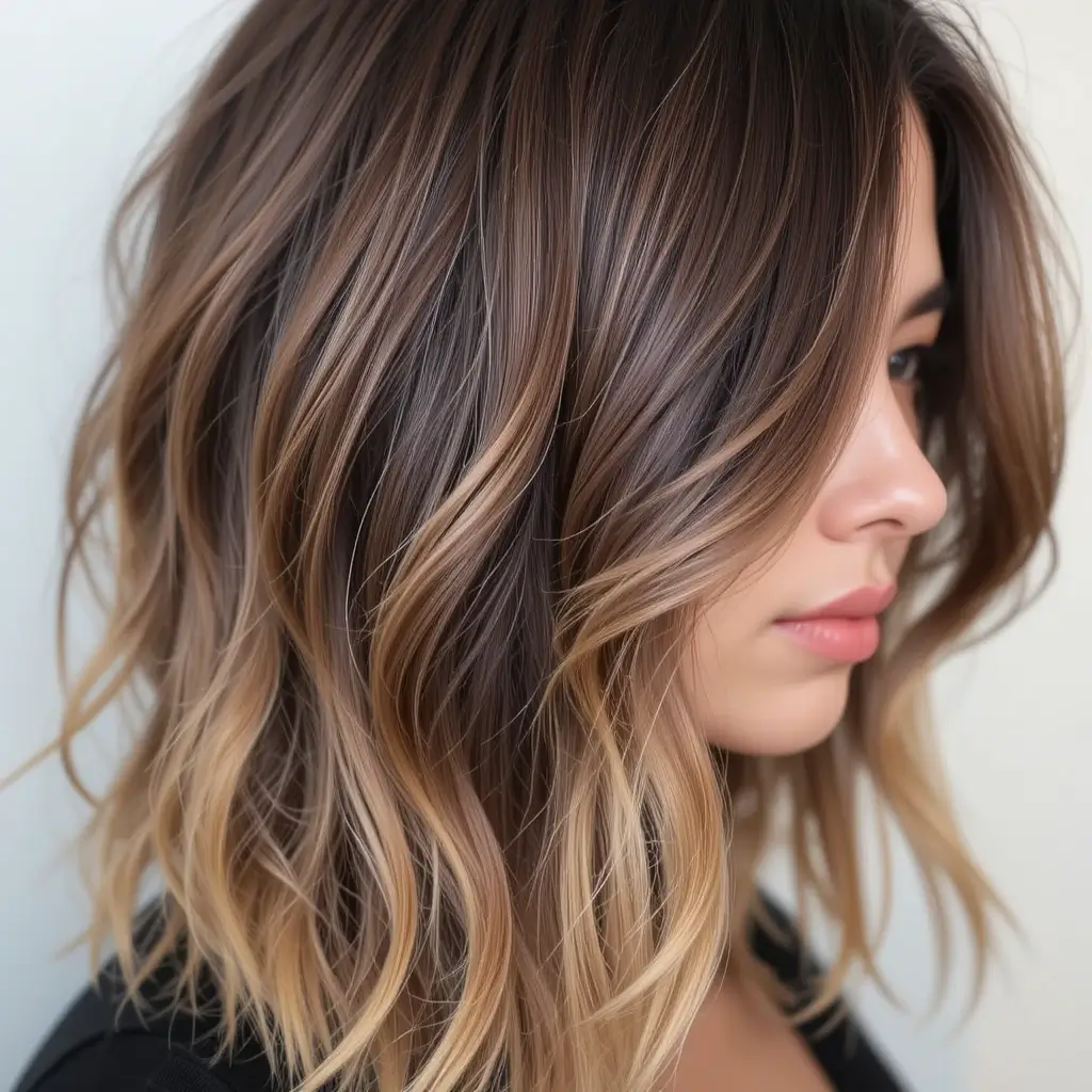  Rich Brunette Hair with Melted Caramel Ombre