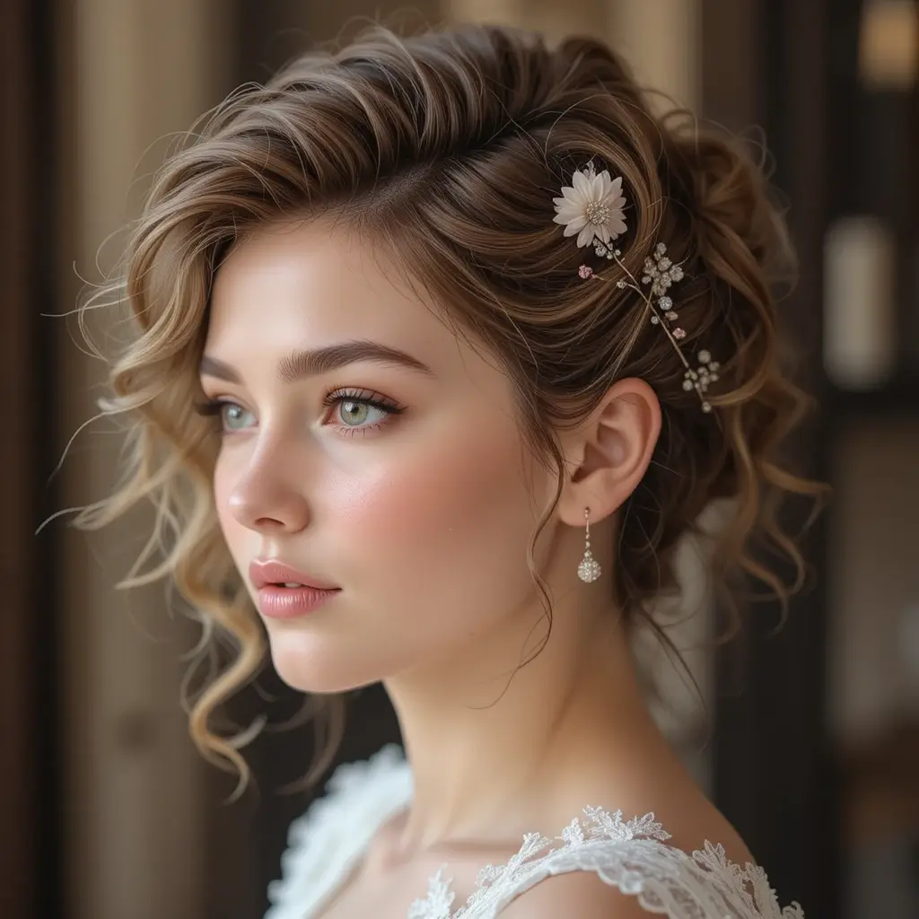 Romantic Pixie with Soft Curls and Accessories