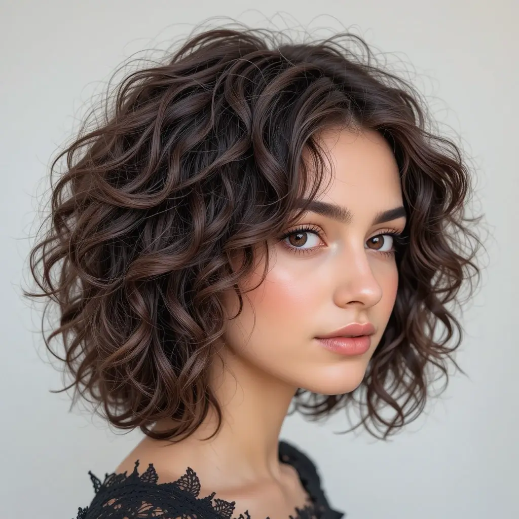 Rounded Curly Wolf Cut