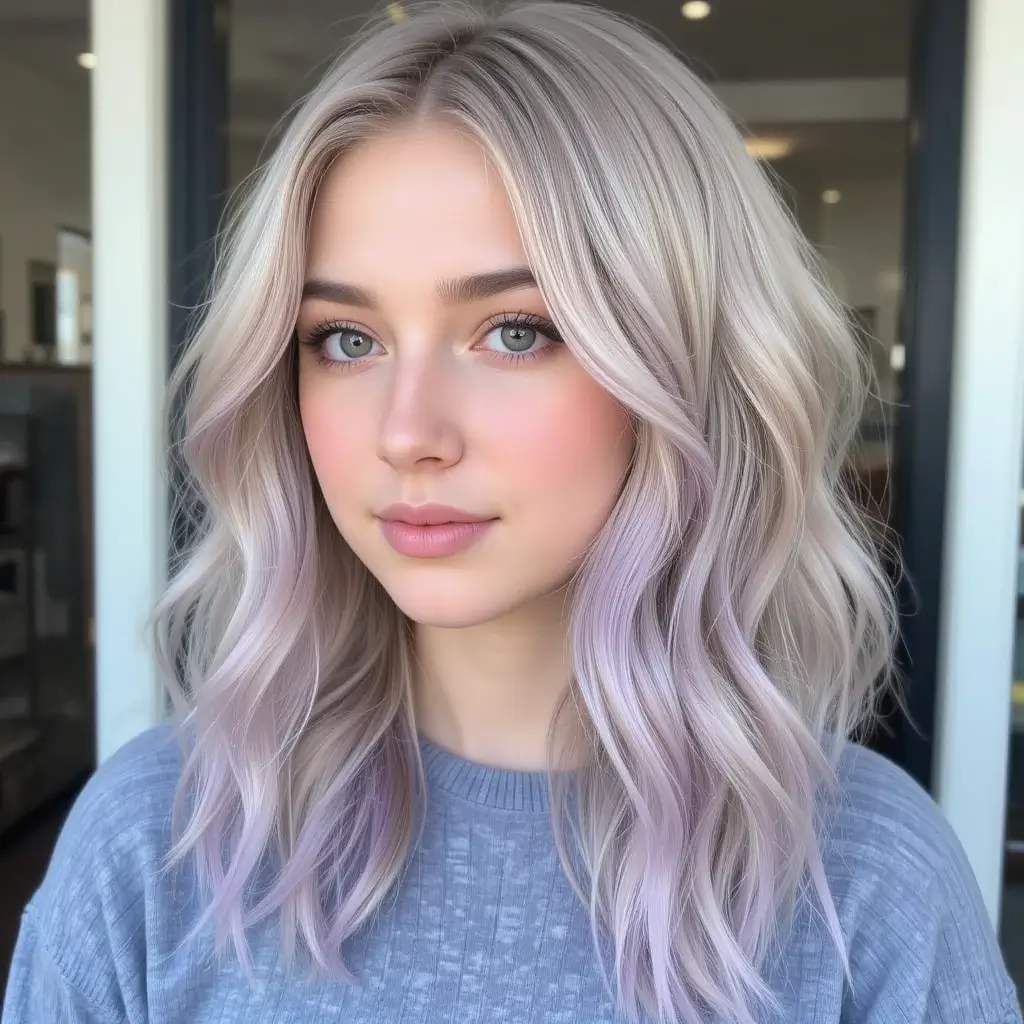 Sandy Blonde with Lavender Tips