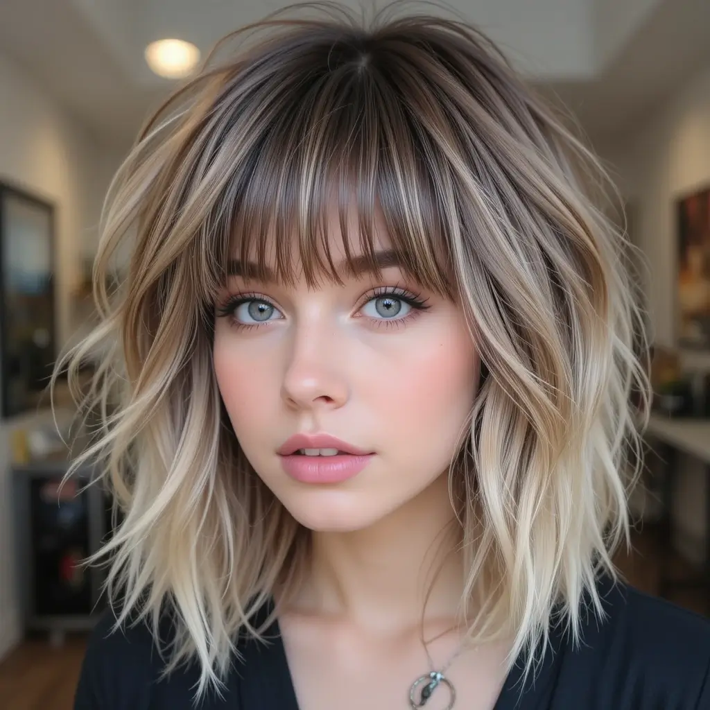 Shaggy Layers with Long Bangs