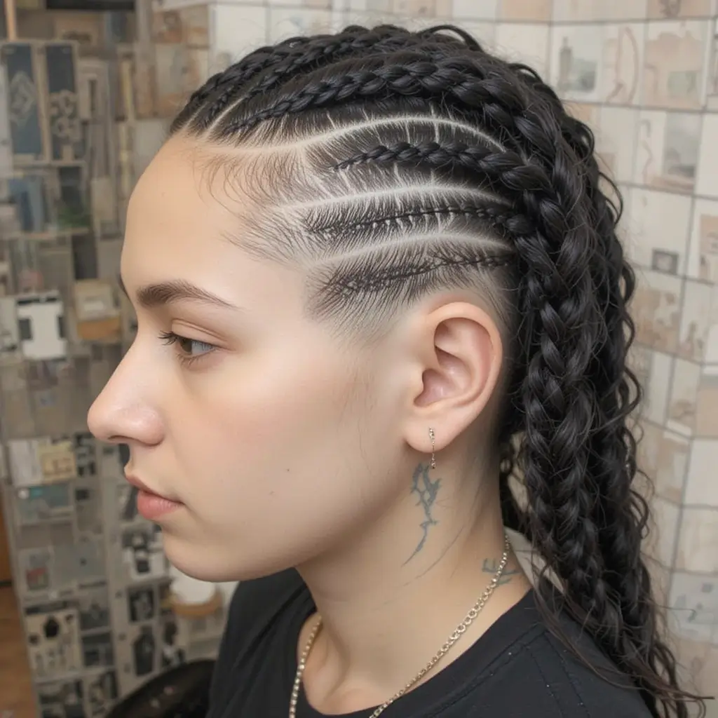 Shaved Side with Braids
