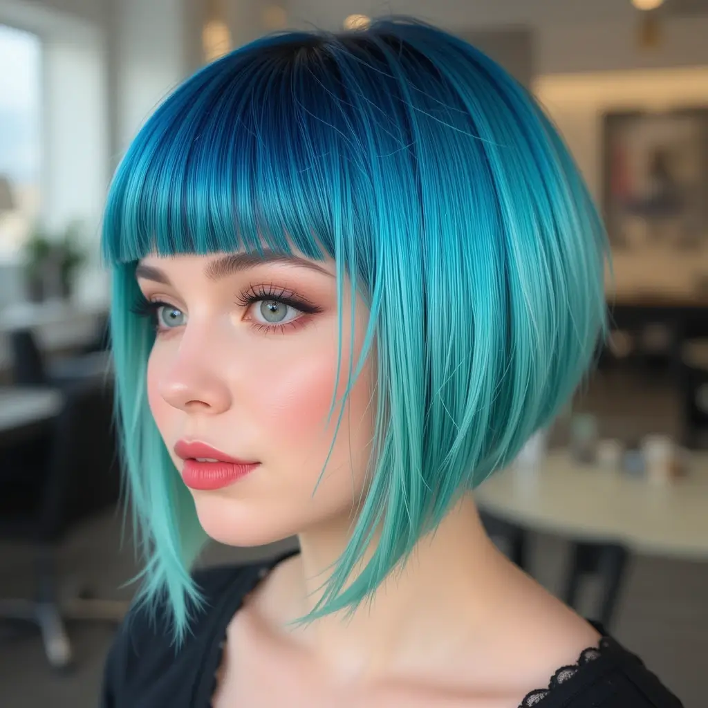 Short Bowl Cut with Gradient Color