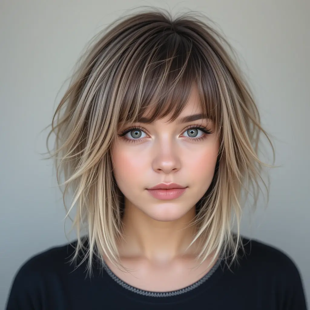 Short Shag Mullet with Wispy Fringe