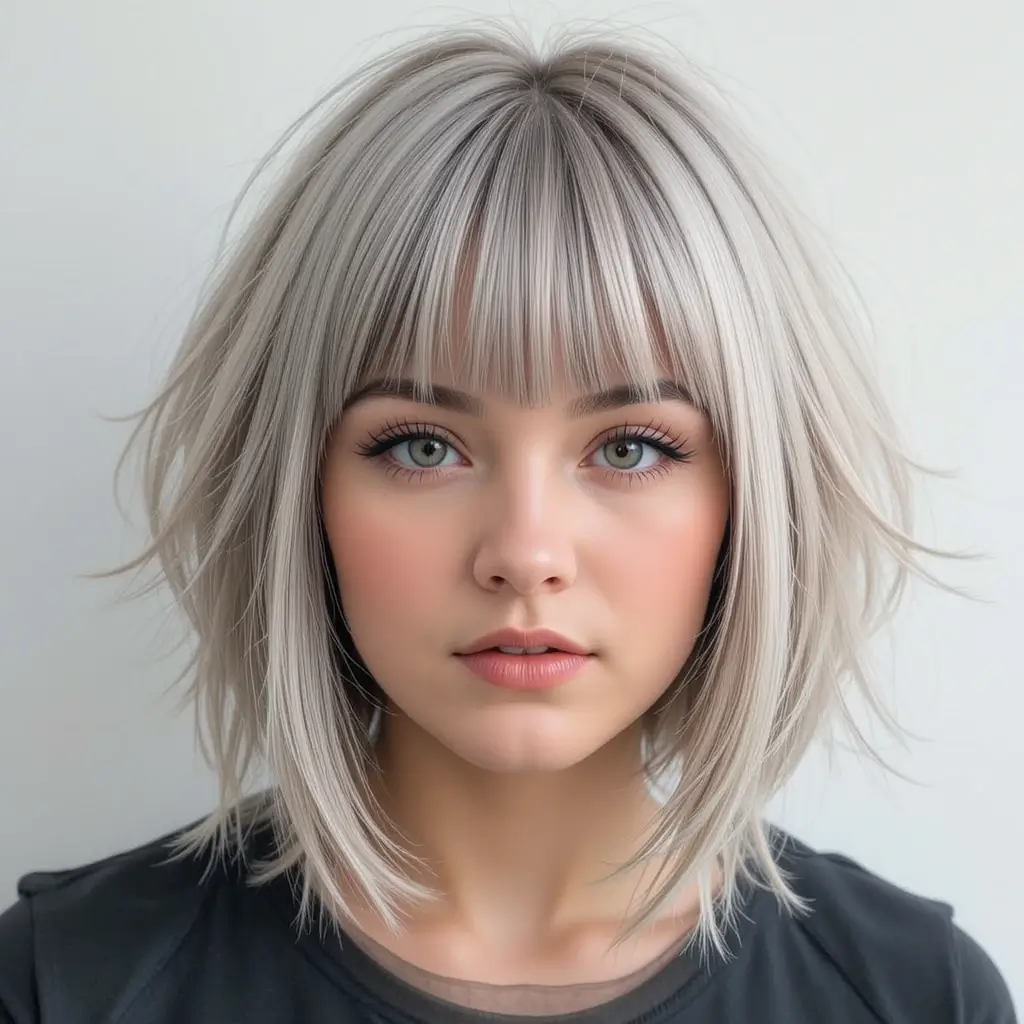 Short Shag with Blunt Bangs