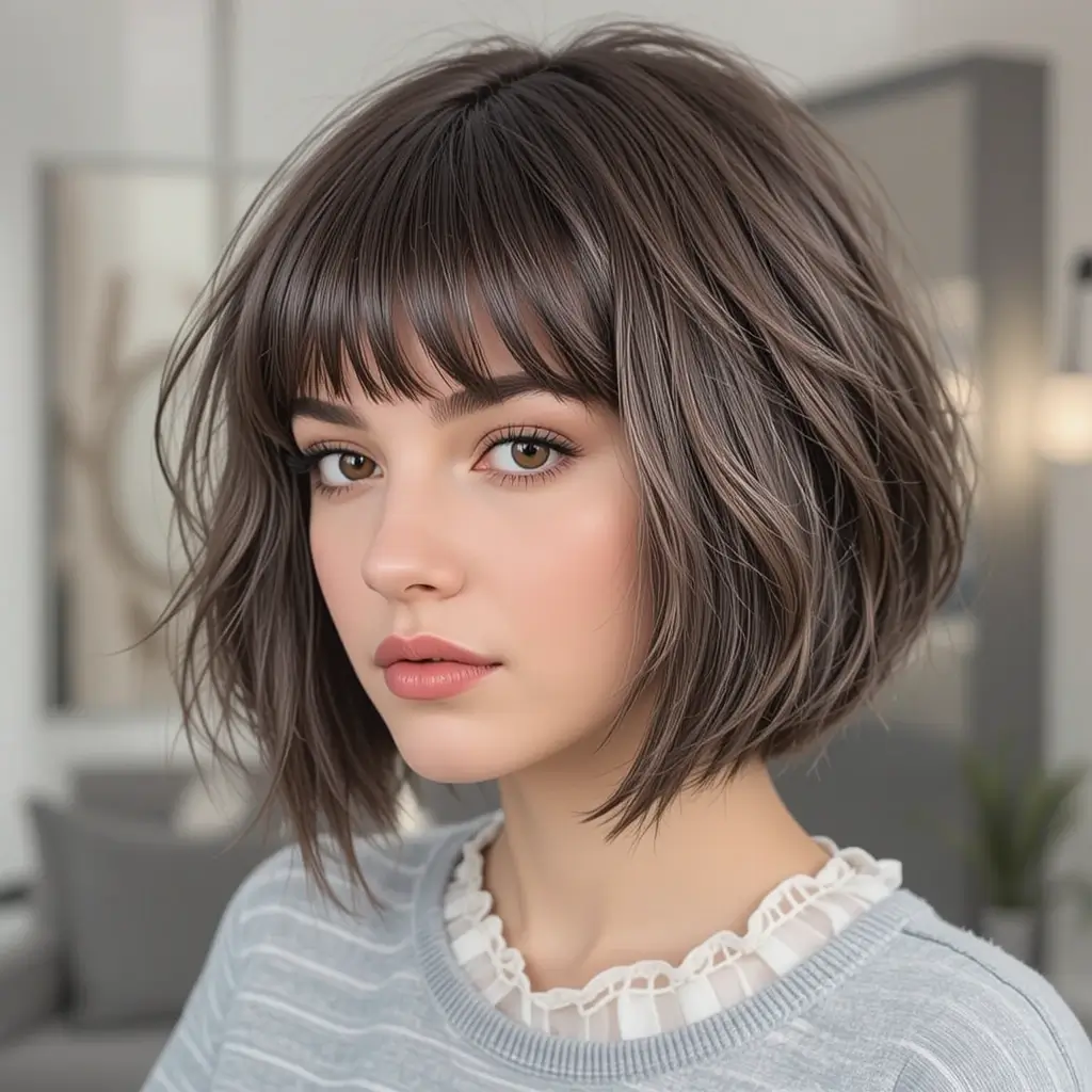 Short Shag with Curtain Bangs