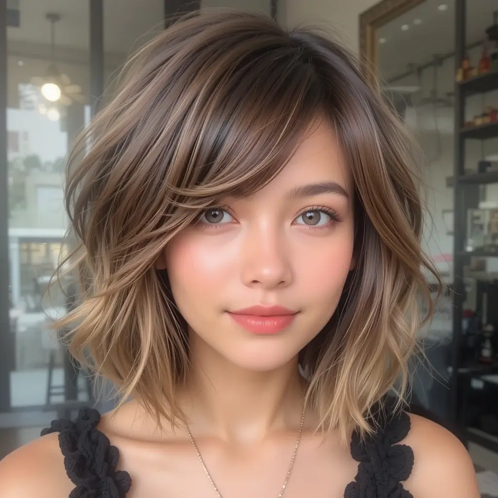 Short Shag with Side-Swept Bangs