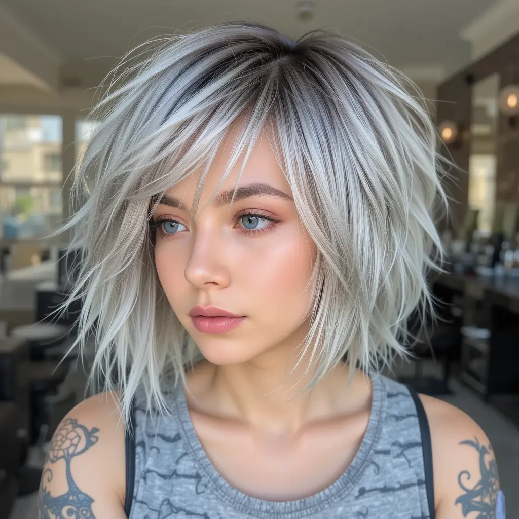 Short Shag with Silver Highlights
