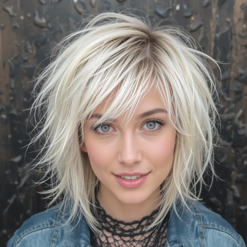 Short Shaggy Wolf Cut with Choppy Bangs
