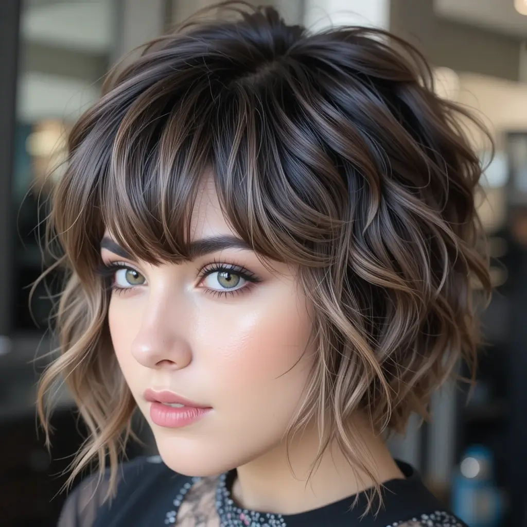 Short Wavy Wolf Cut With Micro Bangs