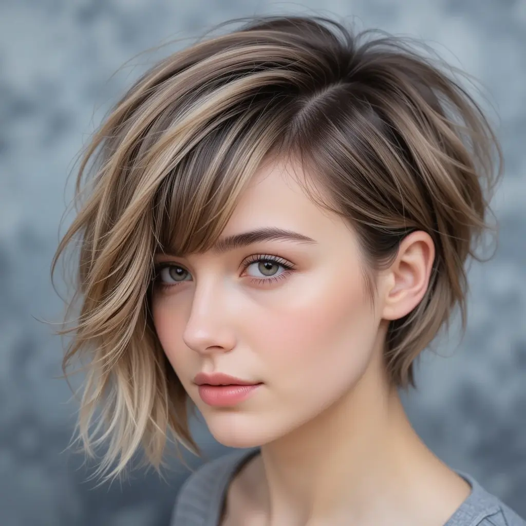 Short Wolf Cut With Tapered Waves And Bangs
