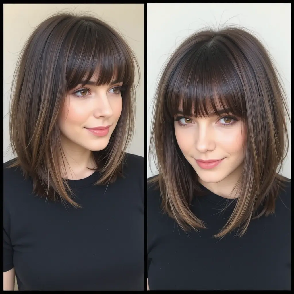 Shoulder-Length Cut with Wispy Curtain Bangs