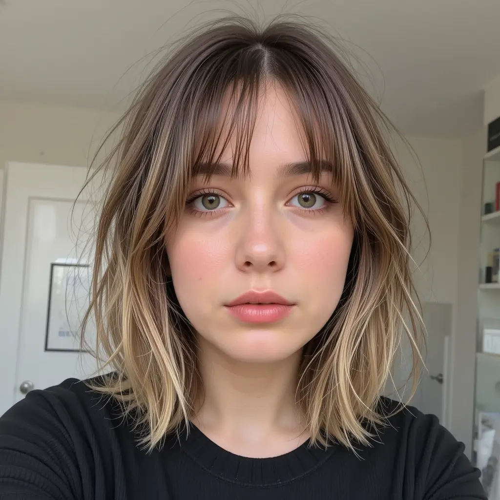 Shoulder-Length Hair with Middle Part