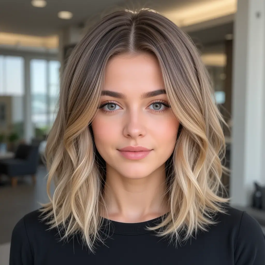 Shoulder-Length Lob with Face-Framing Layers