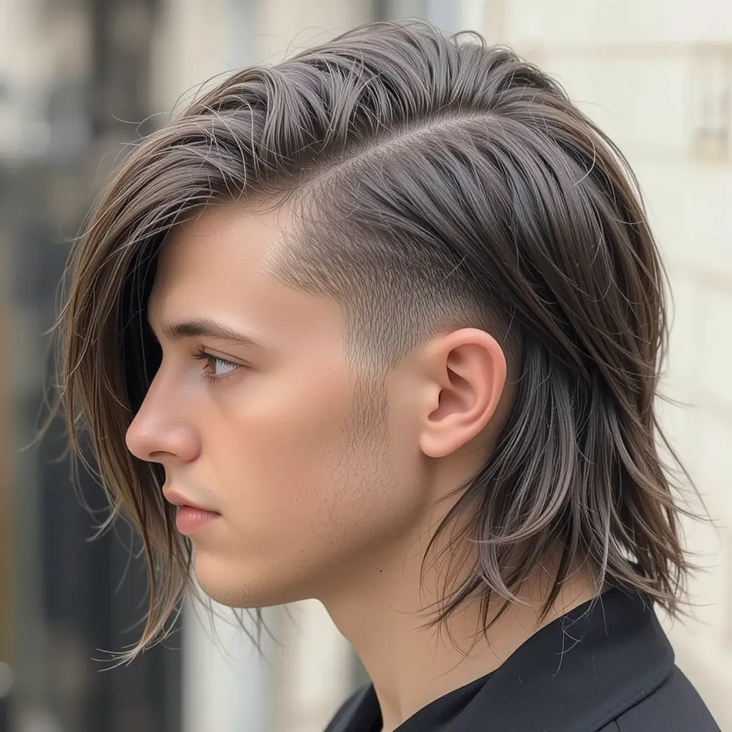 Side Part Fade Mullet