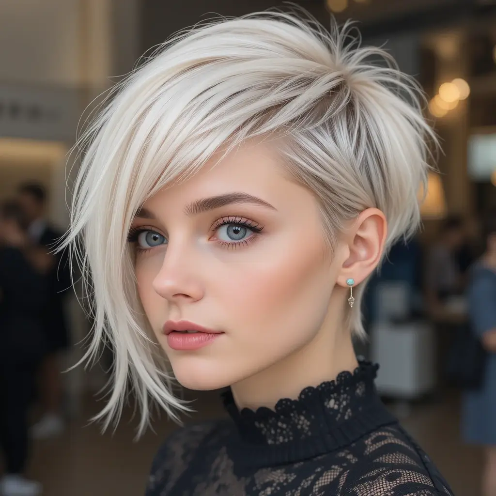 Side-Parted Long Pixie