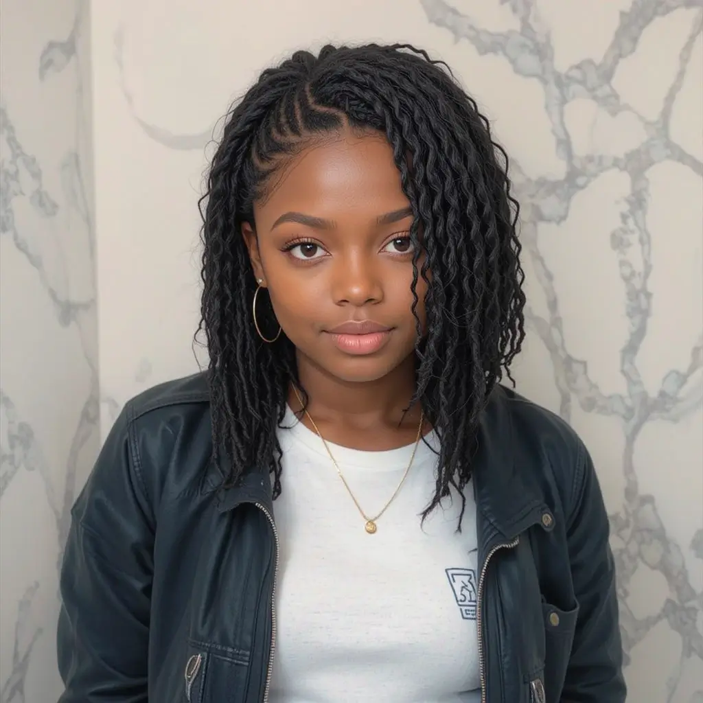 Side-Parted Short Locs