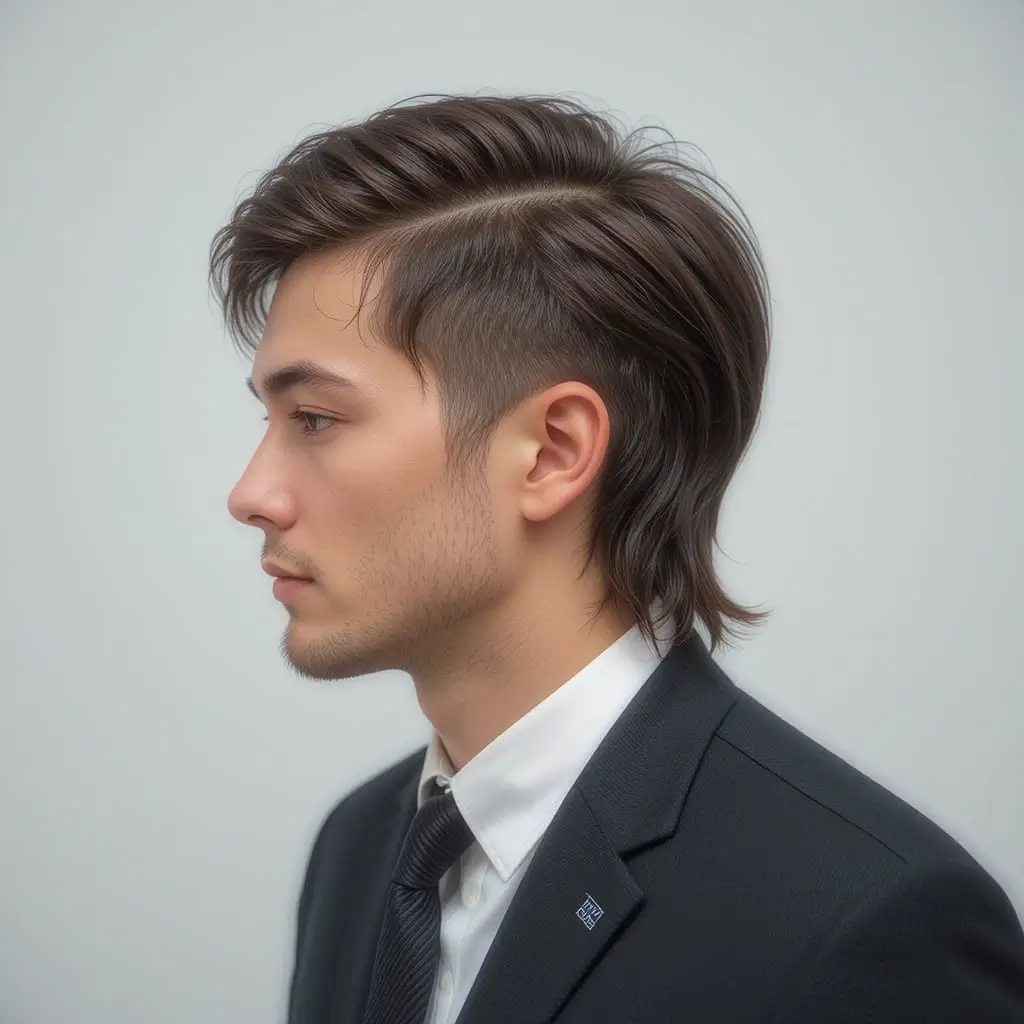  Side Parted Subtle Mullet