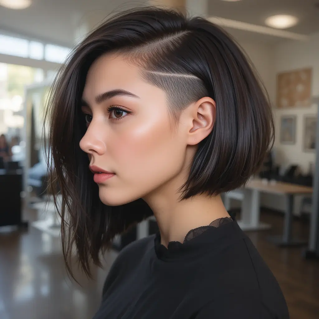 Side-Parted Undercut Bob