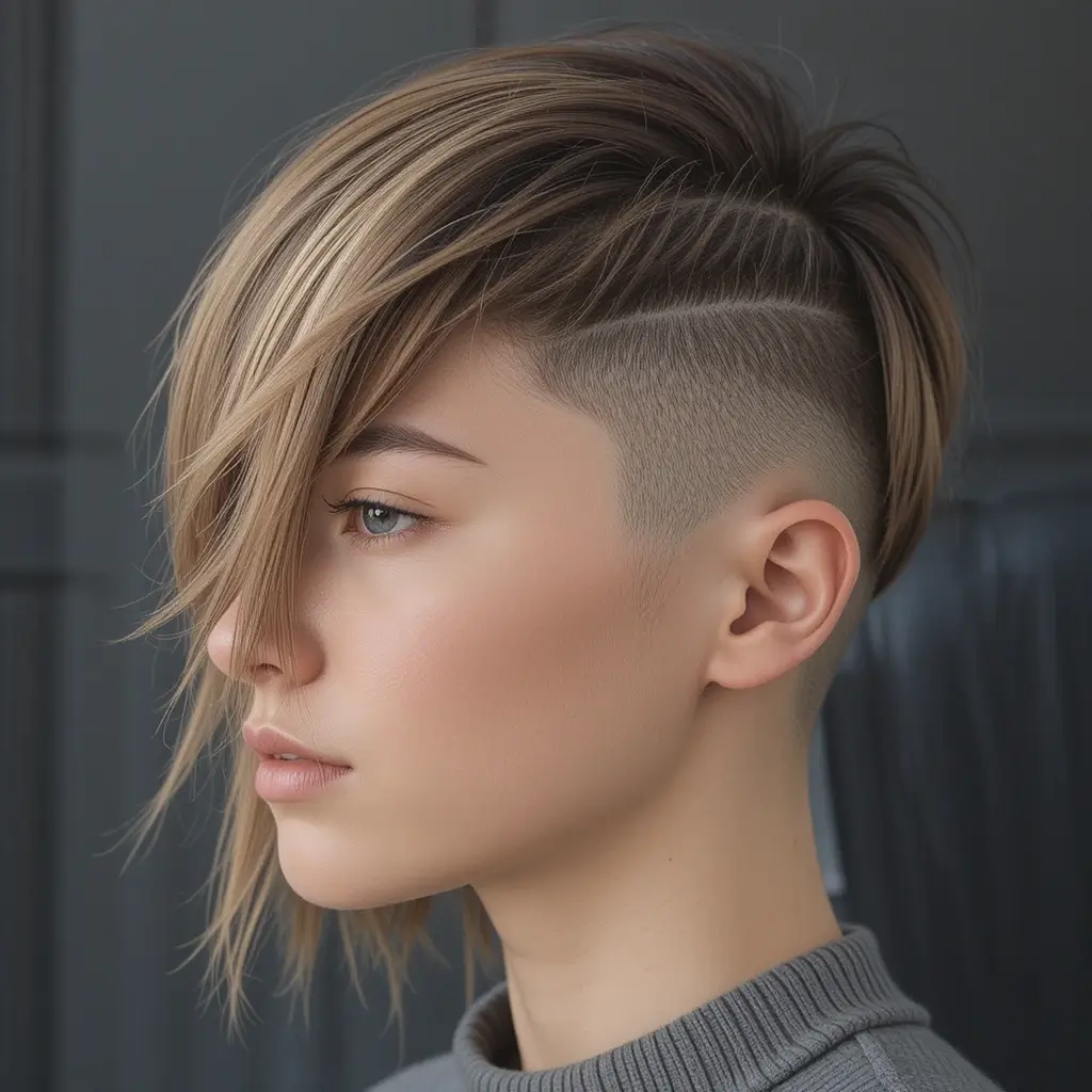 Side Shave with Bangs
