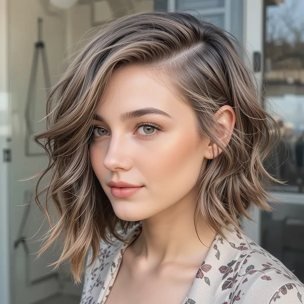 Side Shaved Bob with Waves