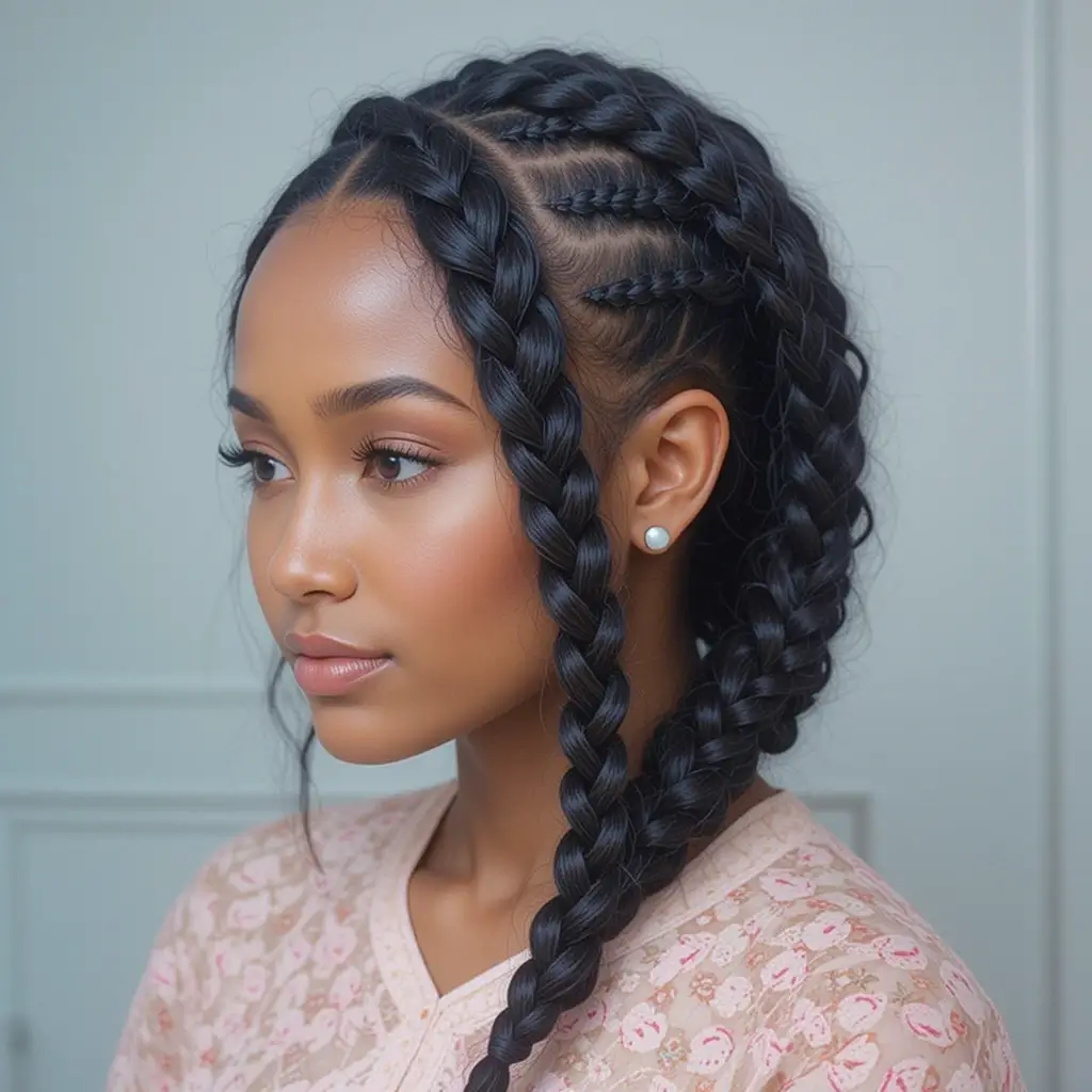 Side Swept Fulani Braids