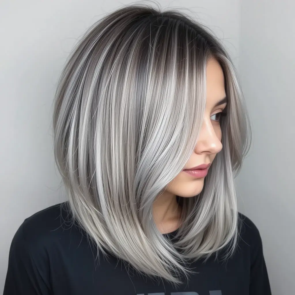 Silver Highlights on Dark Brown Lob