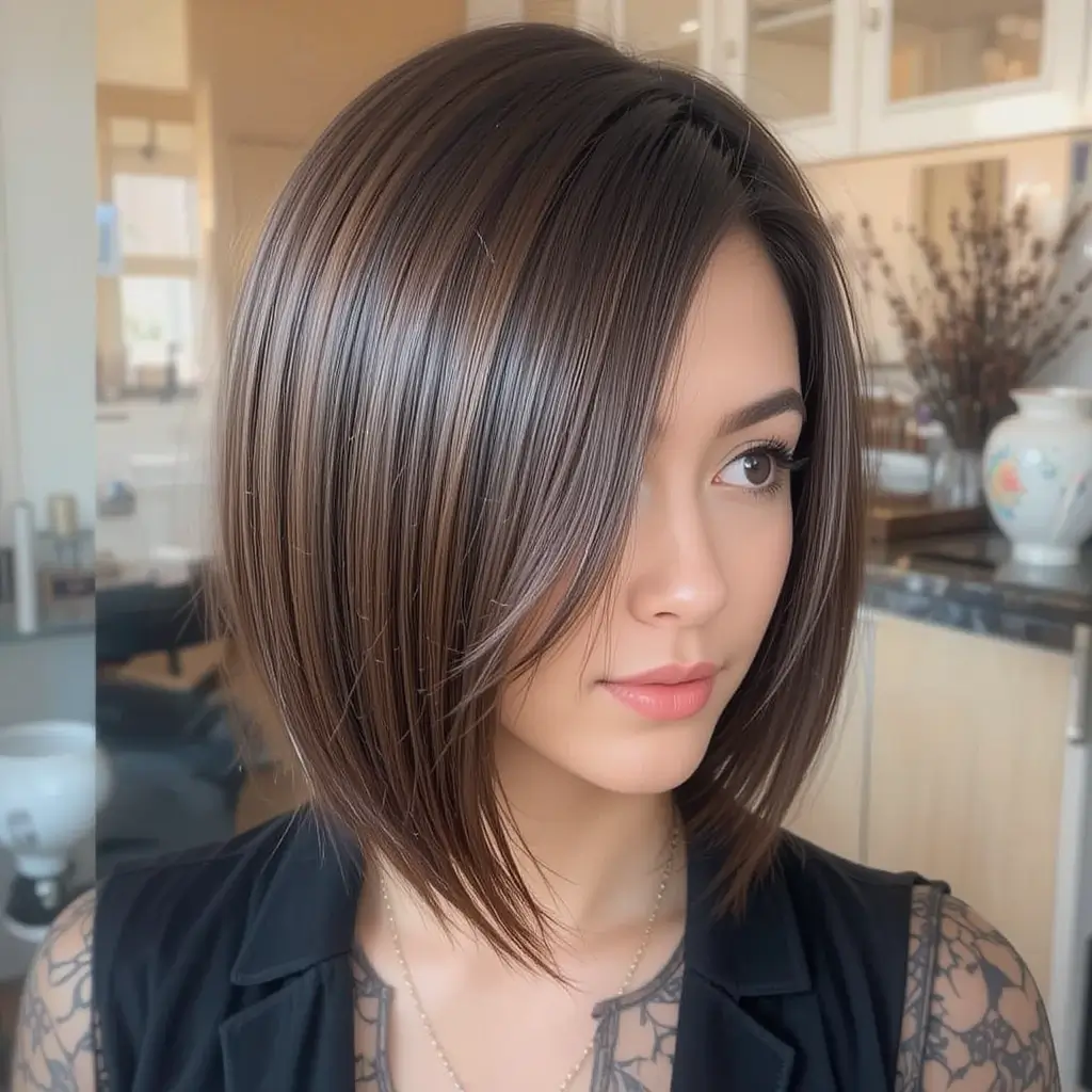 Sleek Straight Bob with Side Part