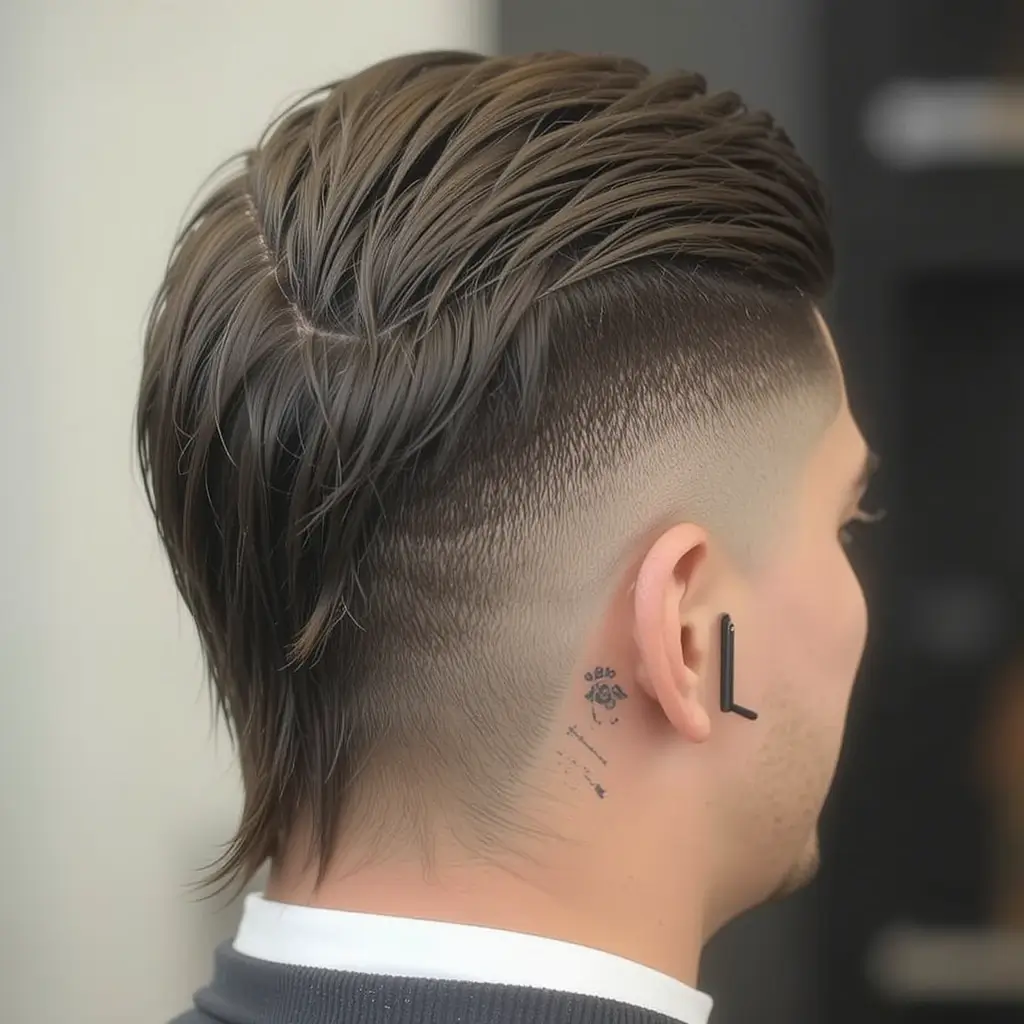 Slicked Back Faded Mullet