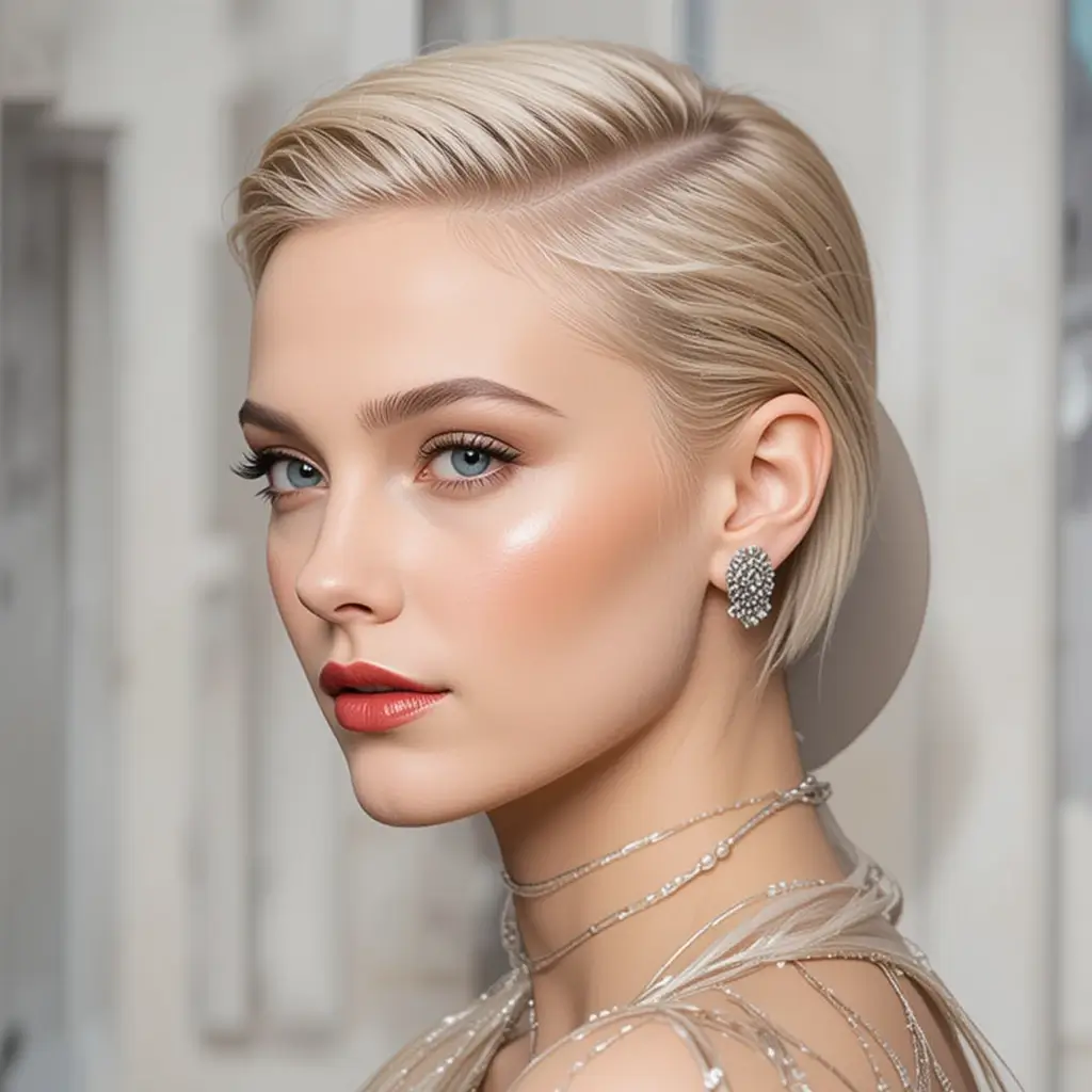 Slicked Back Short Hair