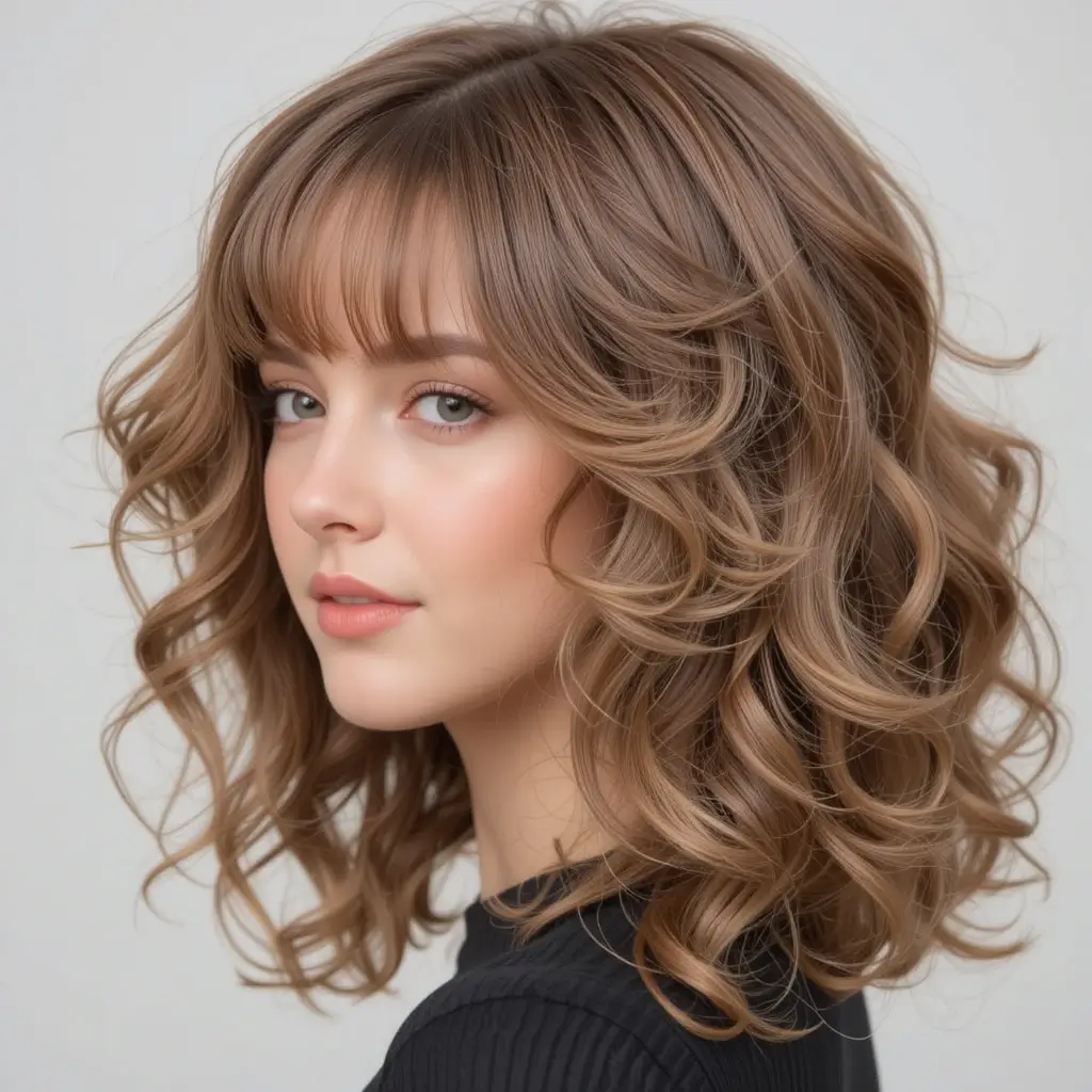 Soft Curls with Side Bangs