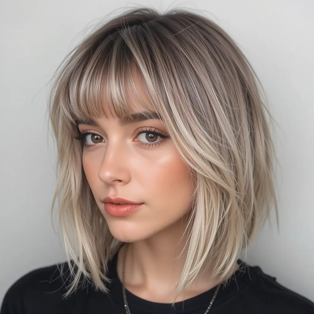 Soft Mullet with Choppy Bangs