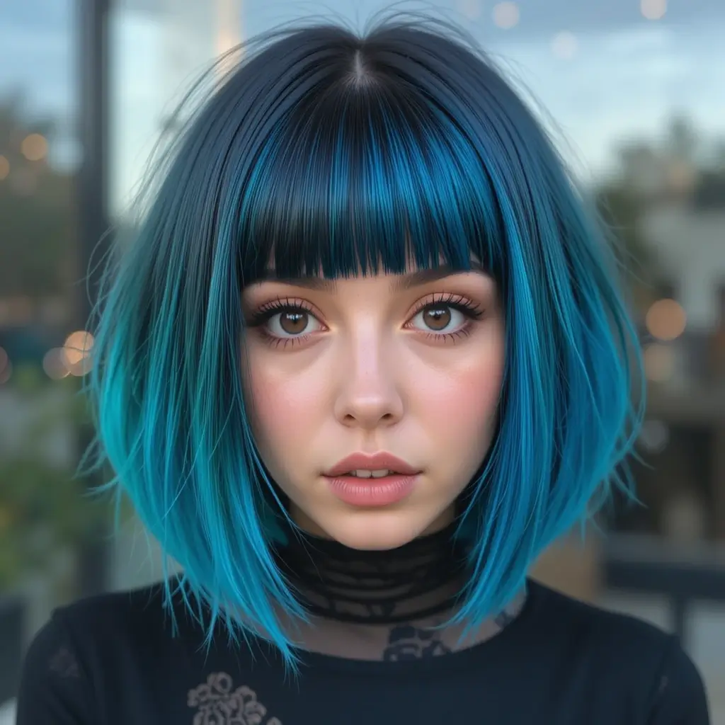 Split-Dyed Bob with Sharp Edges