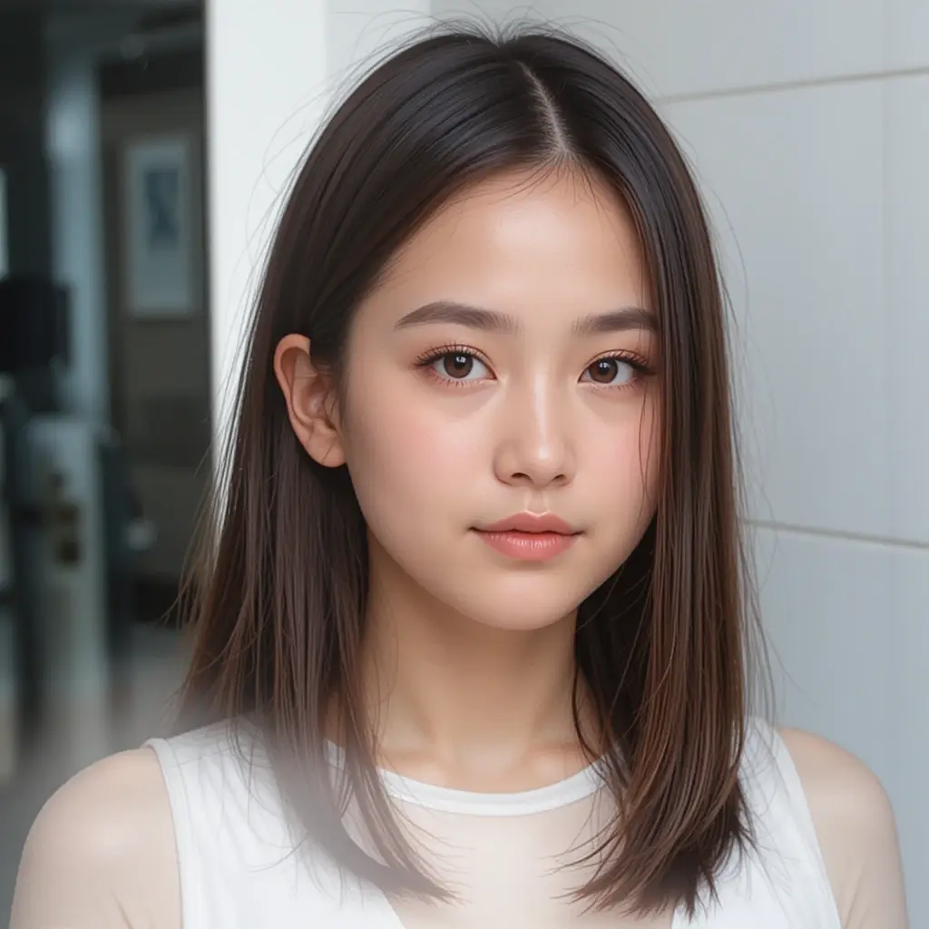 Straight Hair with Deep Center Part