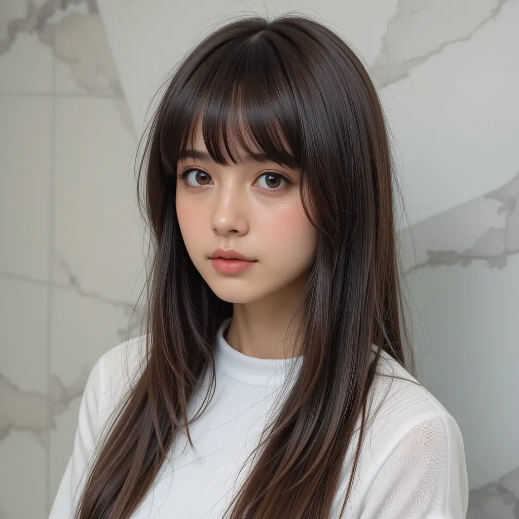 Straight Long Hair with Wispy Fringe