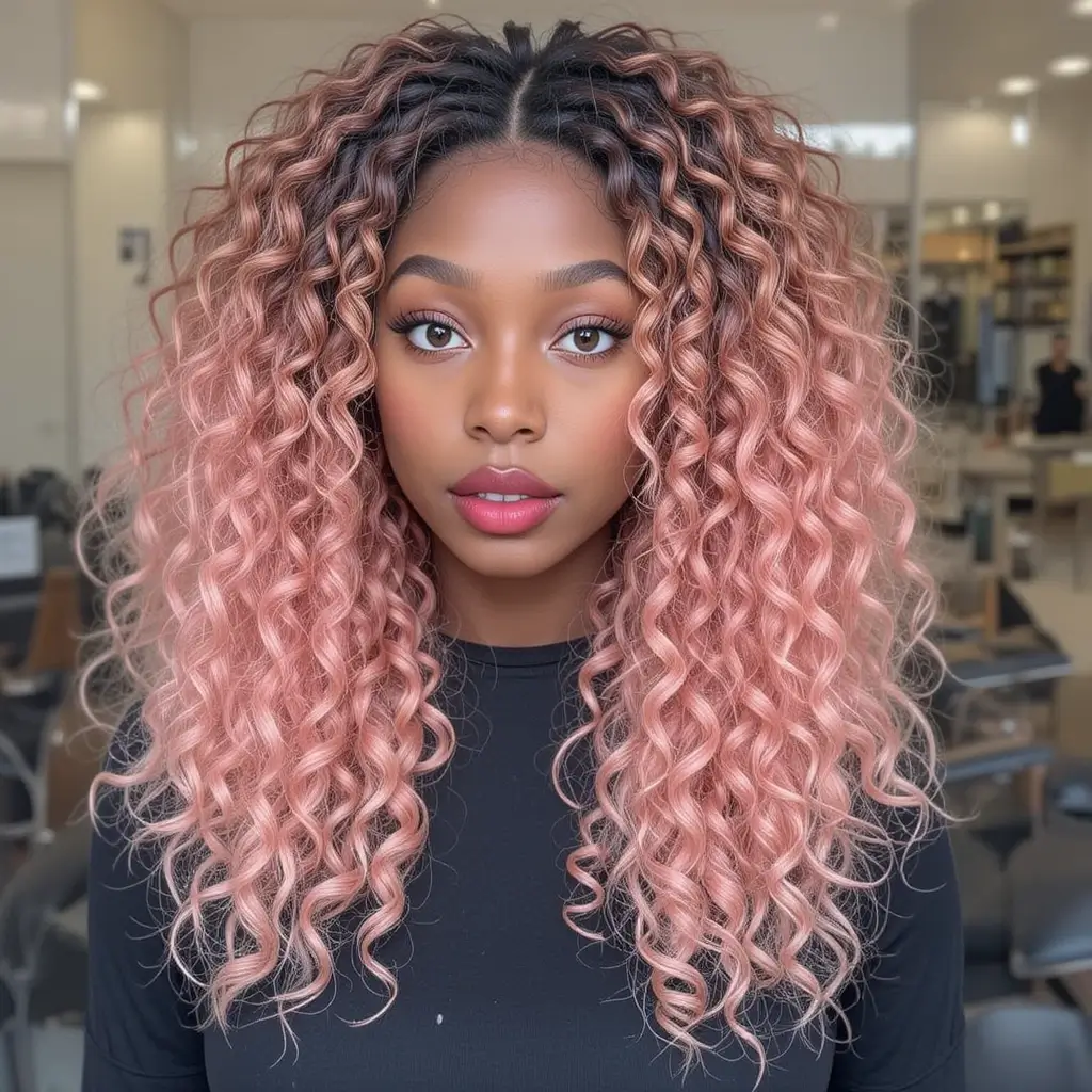 Strawberry Blonde Ombre on Kinky Hair