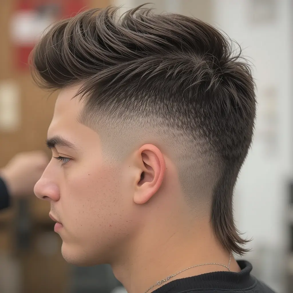 Temple Fade Mullet