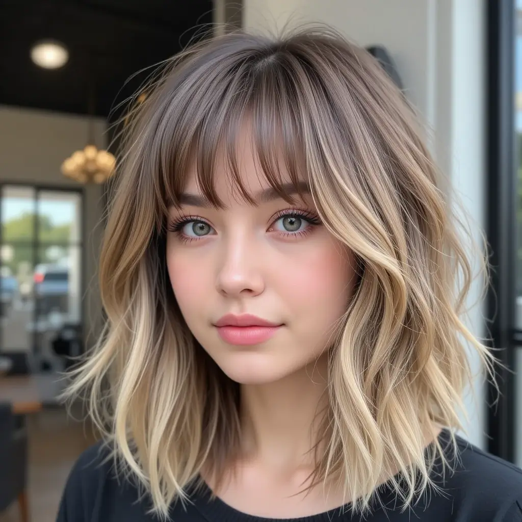 Textured Layers with Thin Wispy Bangs