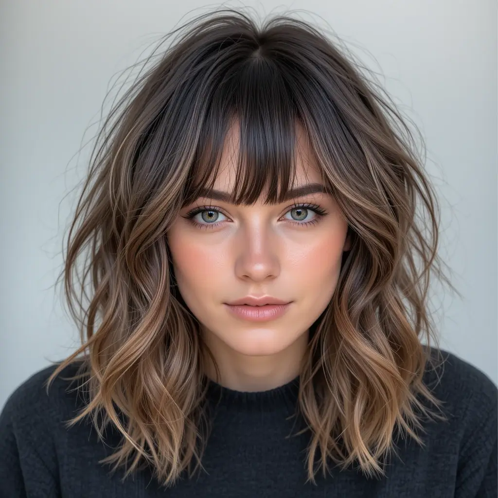 Textured Wolf Cut With Wispy Bangs