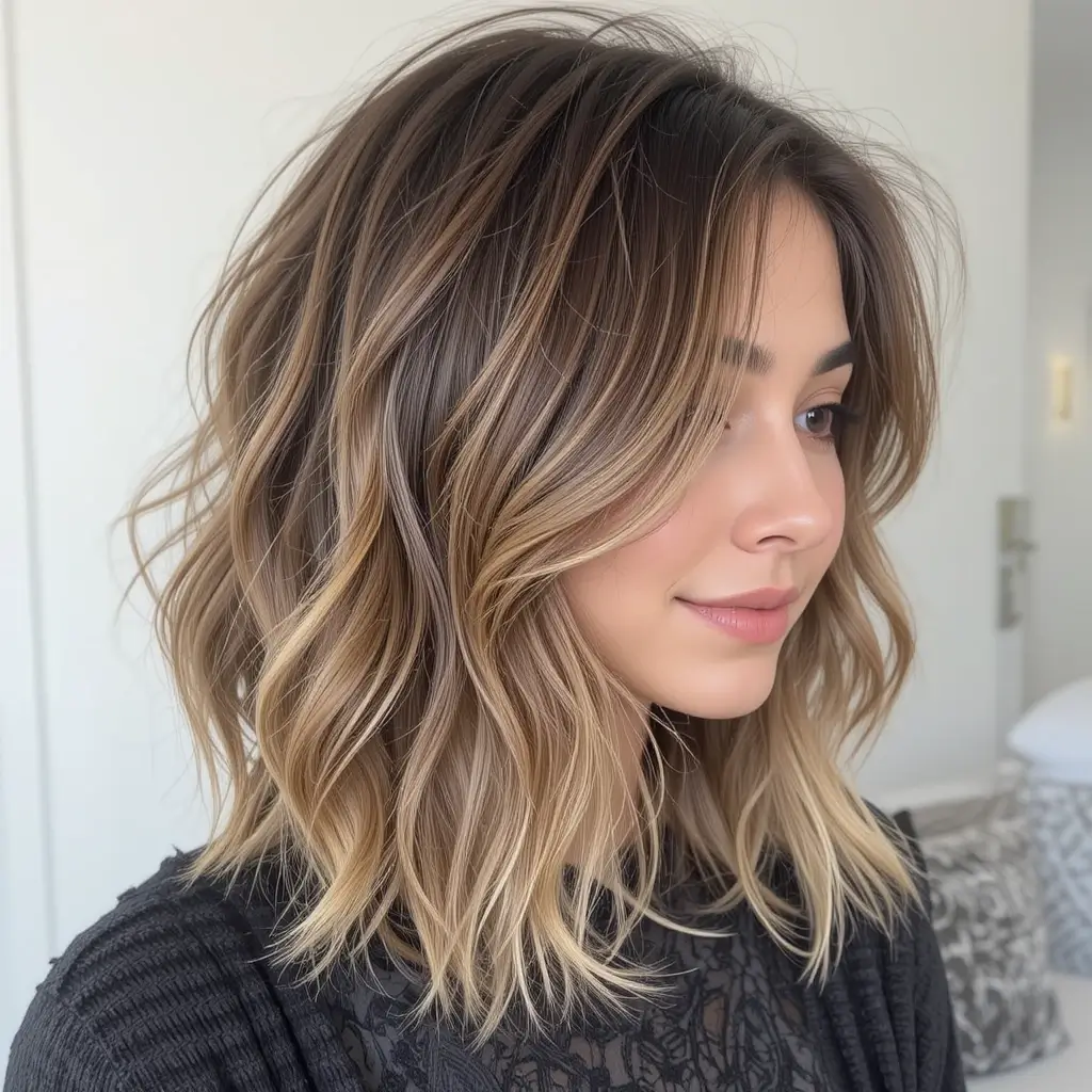 Tousled Lob with Volume