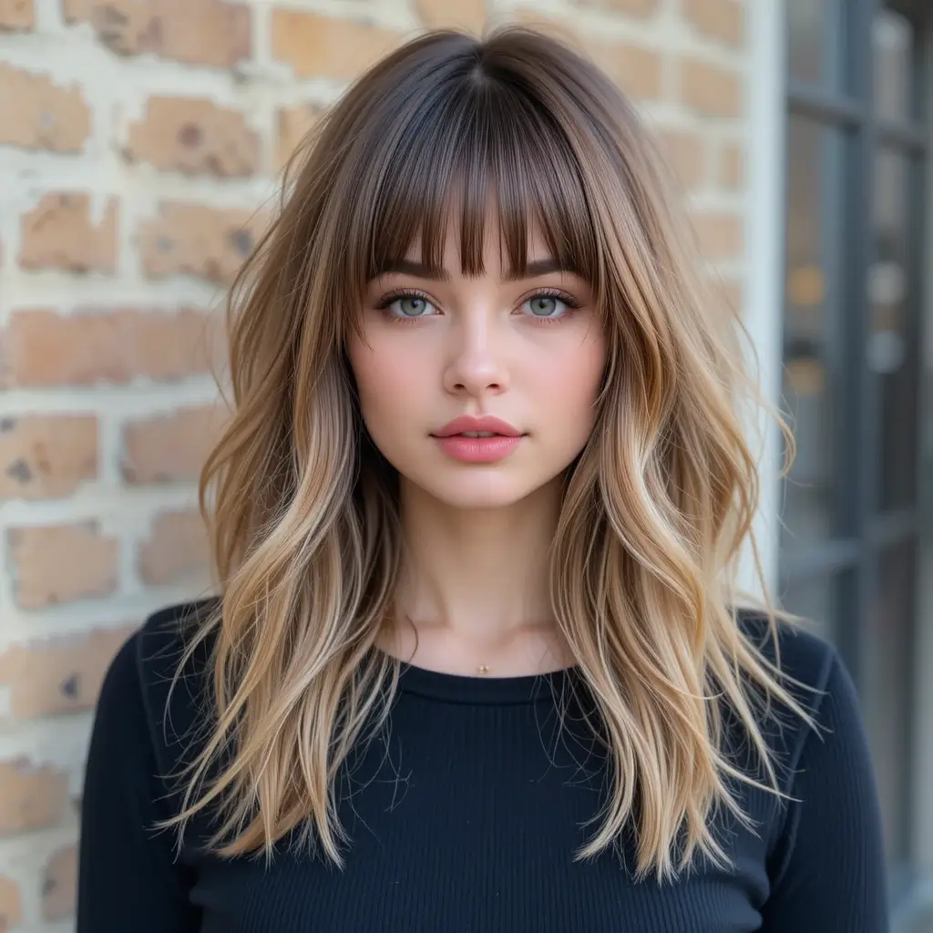 Voluminous Long Shag with Bangs