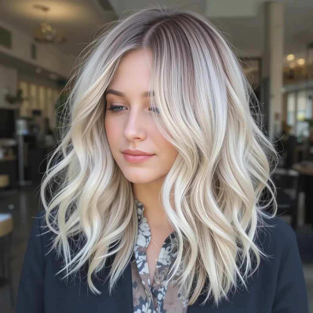 Wavy Lob with Side Part